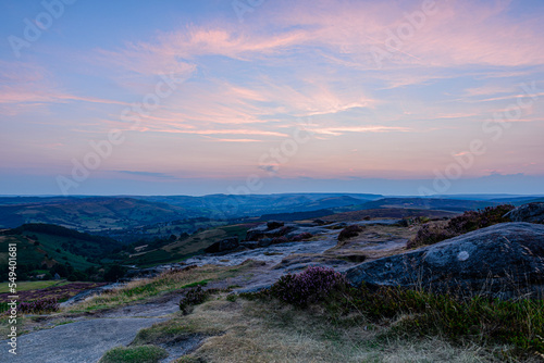 sunset in the mountains, Higger Tor, 