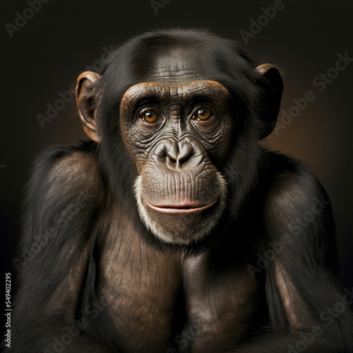 Chimpanzee Face Close Up Portrait - AI illustration 02 © Devilal
