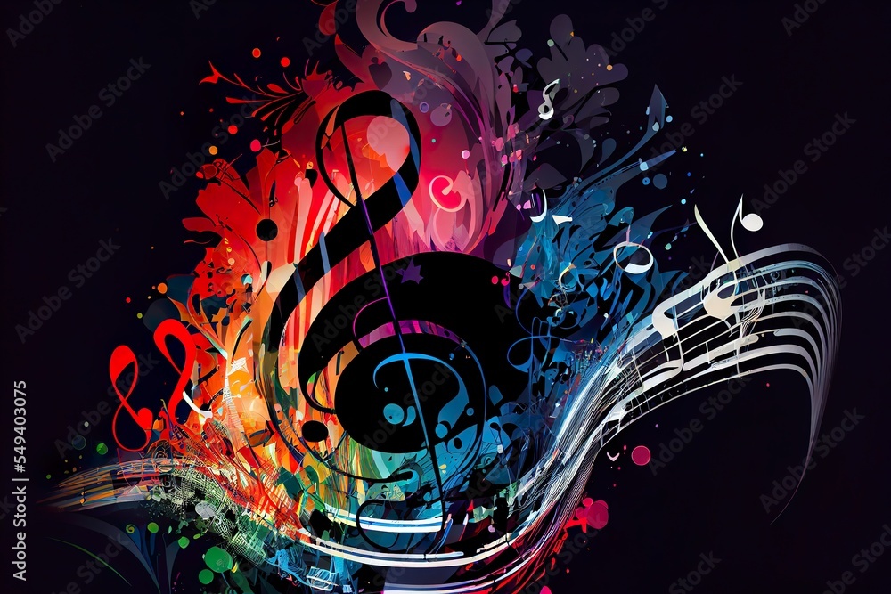 abstract colorful music background with, a colorful graphic design, illustration with font art