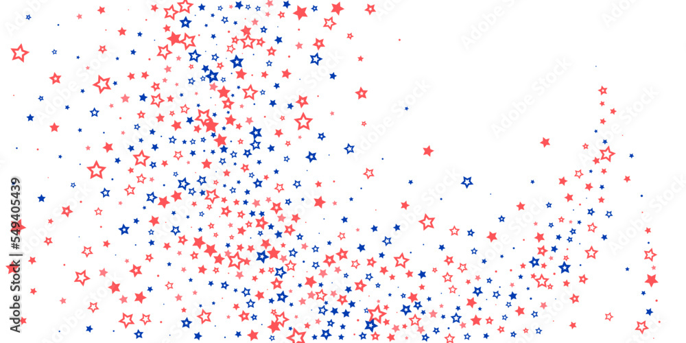 Falling confetti stars. Blue and pink stars on a white background. Festive background. Abstract texture on a white background. Design element. Vector illustration, eps 10. Falling confetti stars. Blue and pink stars on a white background. Festive background. Abstract texture on a white background. Design element. Vector illustration, eps 10.