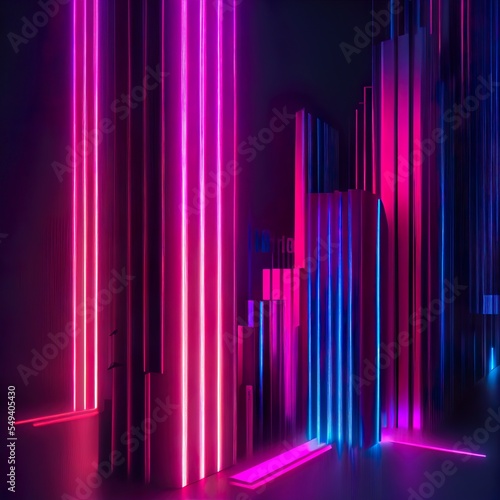 3d render  abstract background with  a room with red lights  illustration with colorfulness purple