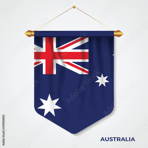 3d realistic pennant Australia with flag