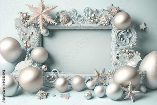 Christmas frame decoration on pastel background with copy space. Holiday background. digital art
