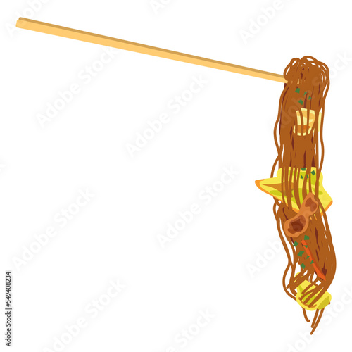 焼きそばをつかむ箸・左