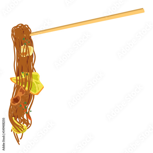 焼きそばをつかむ箸・右