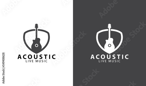 acoustic guitar live music logo template