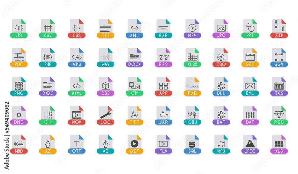 file format 50 flat icon set file format 50 flat icon set