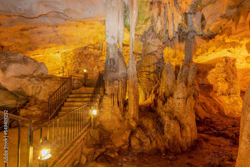 Canvas-taulu Dupnisa cave, which was formed 4 million years ago and contains bats
