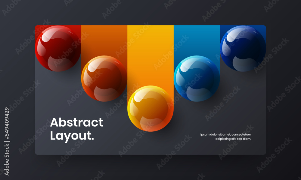 Isolated website screen design vector illustration. Multicolored 3D balls annual report layout.