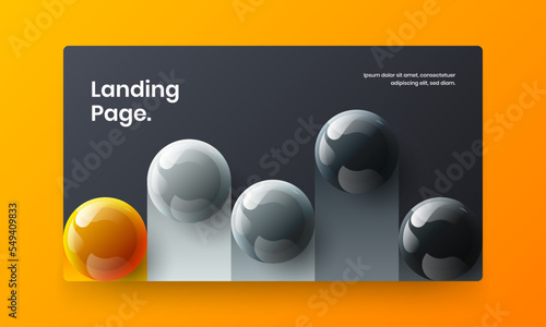 Colorful 3D balls booklet layout. Geometric pamphlet design vector template.