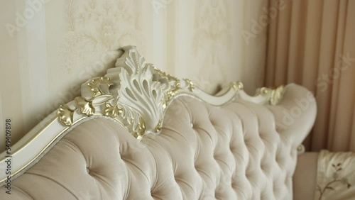 a stylish leather sofa in a hotel room