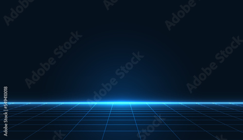 Retro cyberpunk style background. Sci-Fi background. Neon light grid landscapes. 80s, 90s