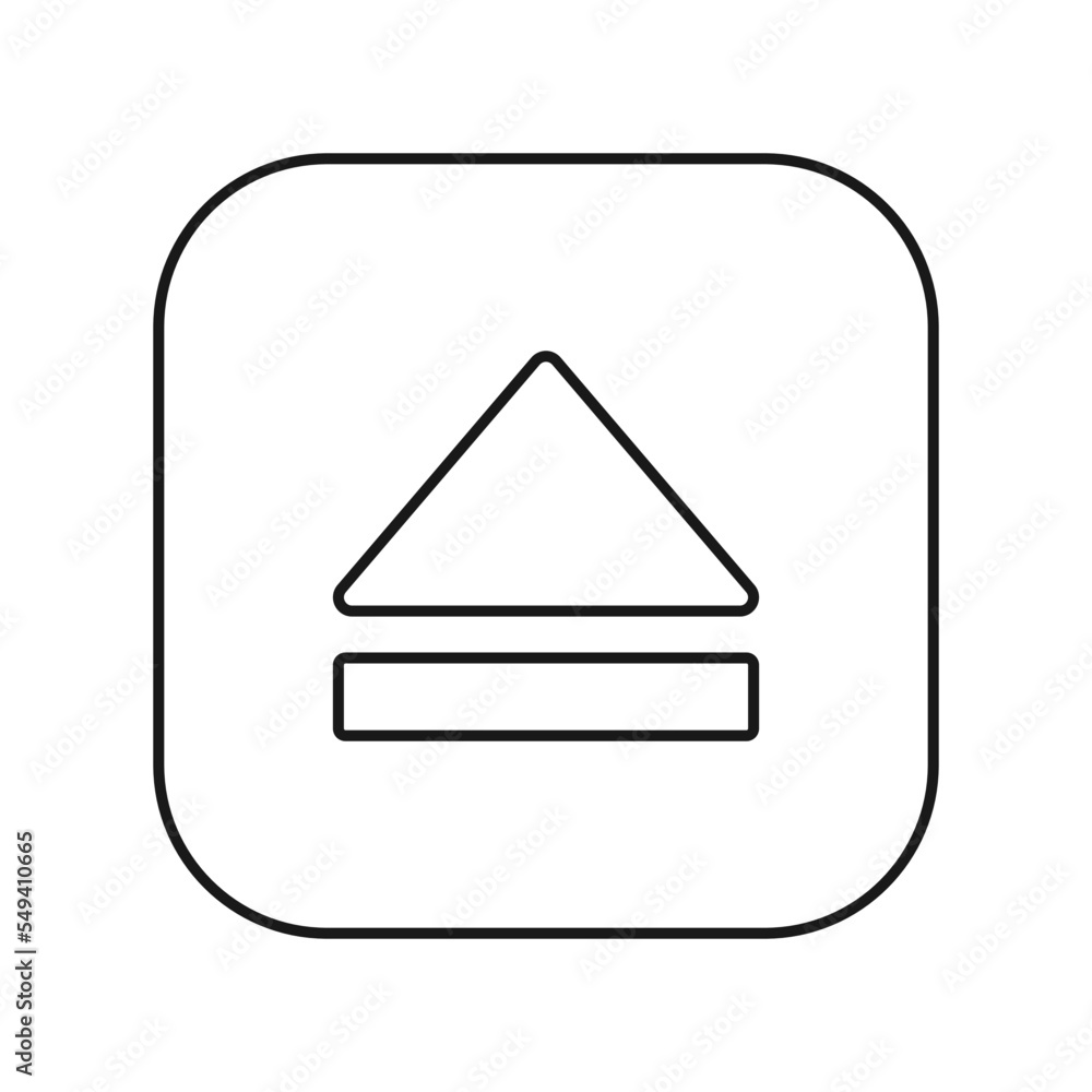 Eject icon. Multimedia symbol modern, simple, vector, icon for website design, mobile app, ui. Vector Illustration Eject icon. Multimedia symbol modern, simple, vector, icon for website design, mobile app, ui. Vector Illustration