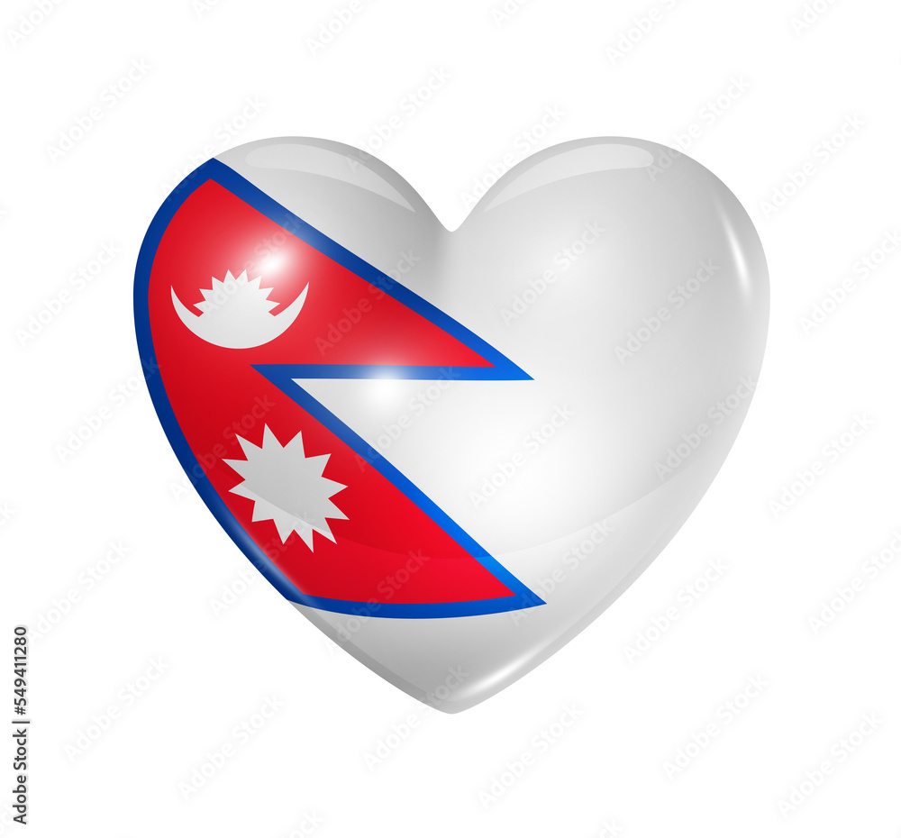 Obraz premium Love Nepal, heart flag icon