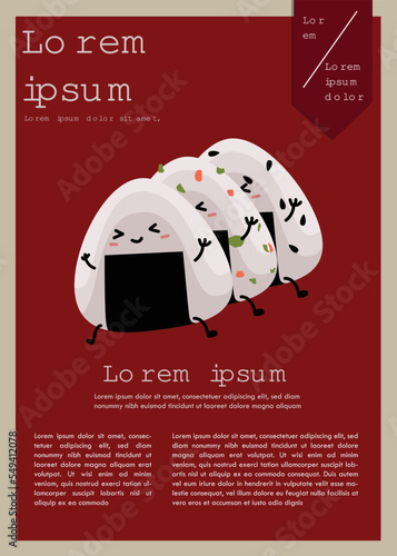 Cute onigiri poster design with copyspace ready to print