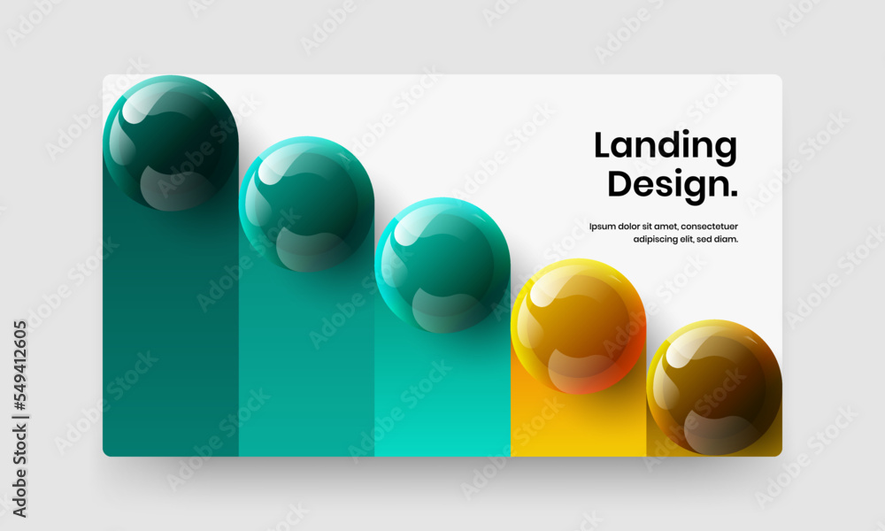 Amazing company brochure design vector layout. Unique 3D balls placard illustration.