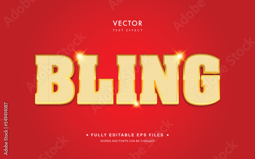 Vector Editable Text Effect in Bling Gold Style