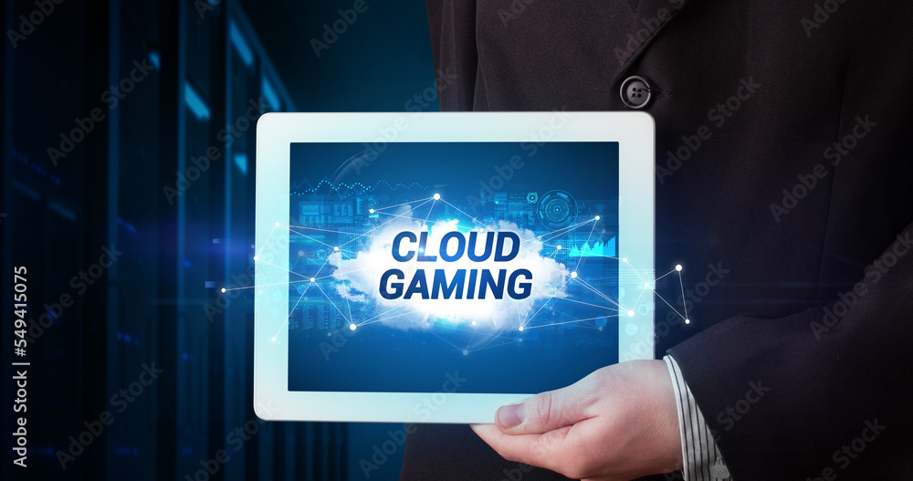 Person holding tablet, technology concept Person holding tablet, technology concept