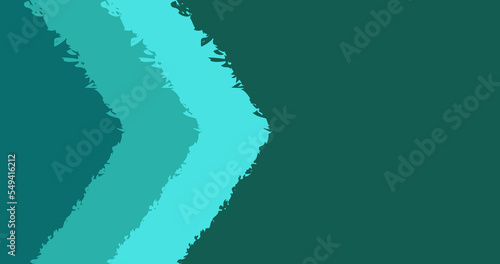 Solid color turquoise green paper cut art background. simple and minimalist background.