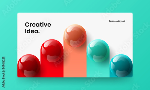 Clean leaflet vector design template. Amazing realistic balls book cover illustration.