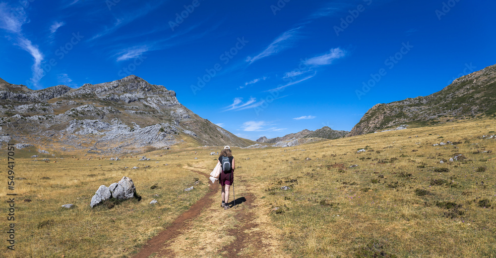 Woman Hiking at Somiedo Natural Park, Asturias, Spain