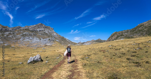 Woman Hiking at Somiedo Natural Park, Asturias, Spain © peresanz