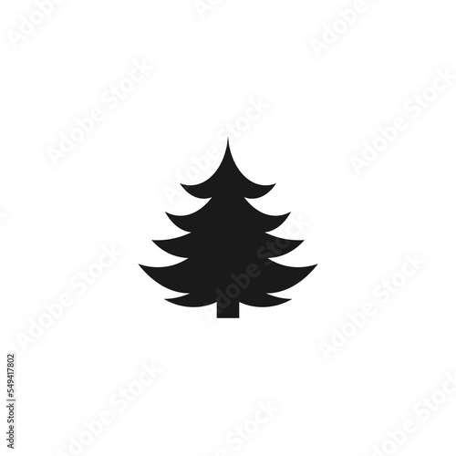 Black Christmas fir tree icon on white background. Spruce sign isolated on white background.