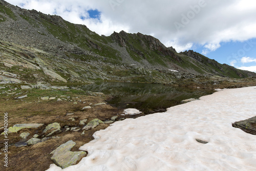 View of Ziule lake in Aosta valley