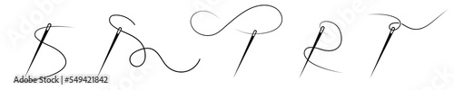 Fotografia, Obraz Set of needle with thread vector icons