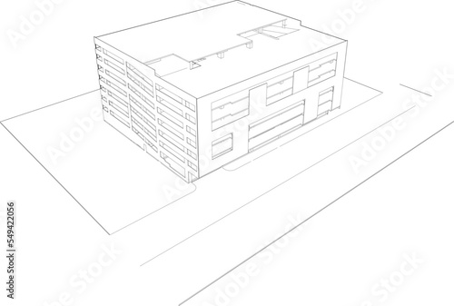 3D illustration of parking building project