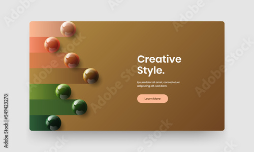 Trendy 3D spheres cover template. Creative corporate brochure vector design concept.