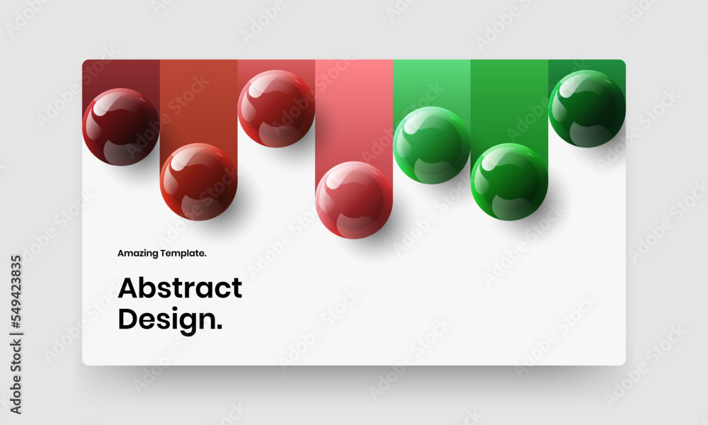 Vivid realistic balls company cover illustration. Bright presentation design vector layout.