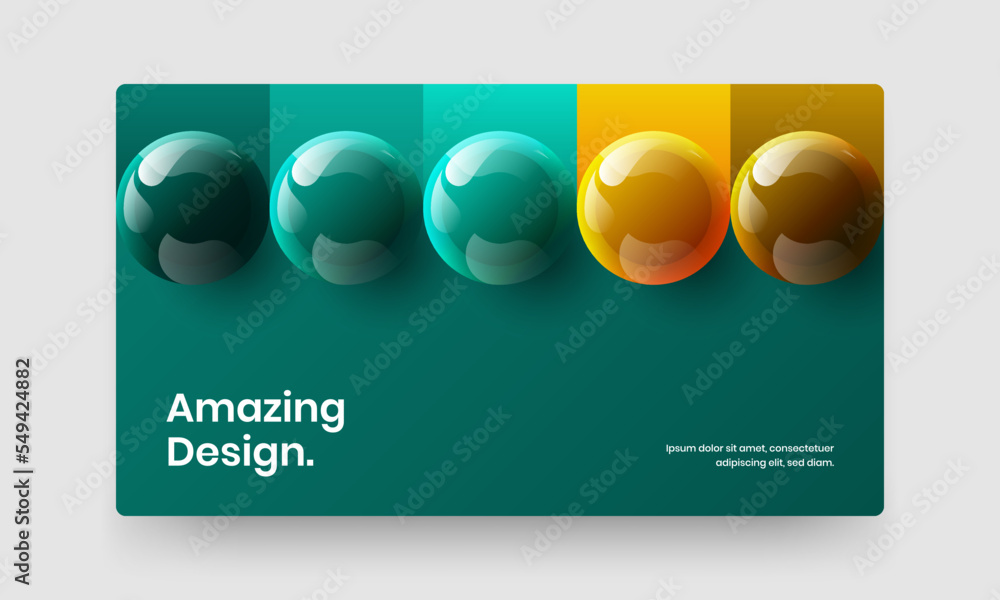 Trendy site screen vector design template. Creative realistic spheres landing page layout.