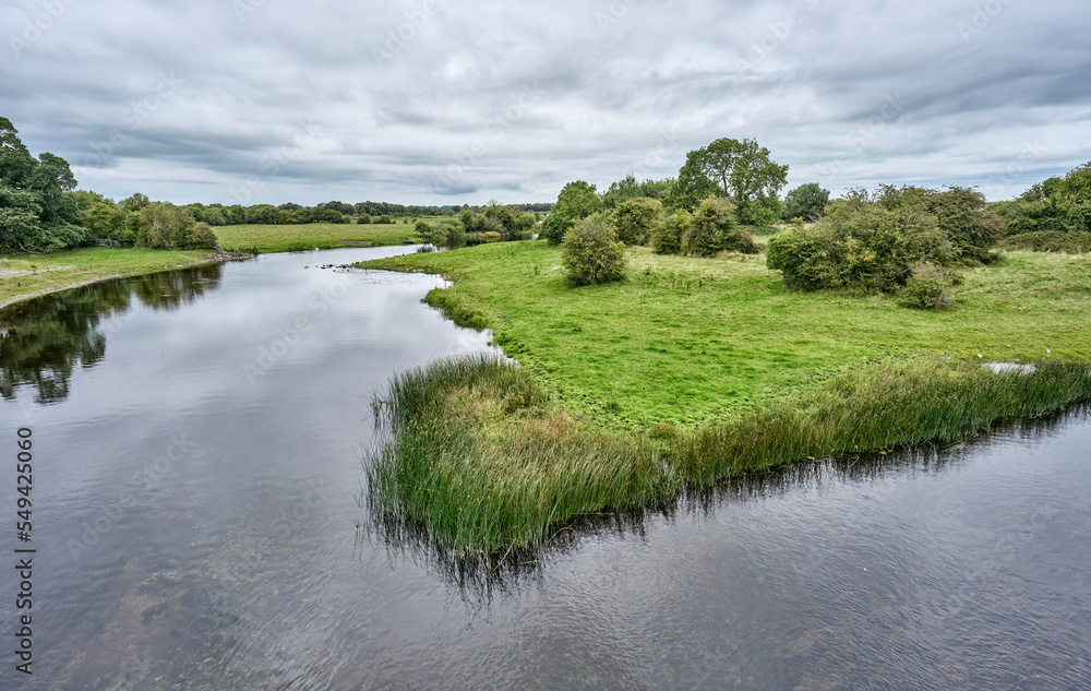 Fototapeta premium tranquil landscape at Shannon River in the middle of the Republic of Ireland