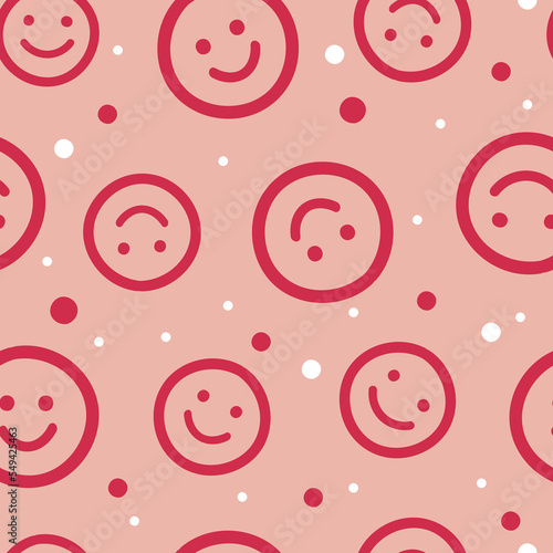 Seamless Repeat Vector Smile Smiley Happy Face Hippie Cool Trendy Pattern