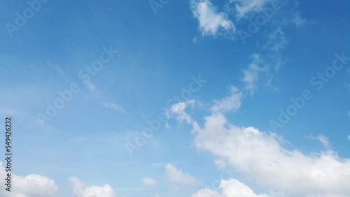 Time lapse white fluffy and beautiful cumulus clouds motion like a cotton  freedom smooth tranform many shapes on blue sky  in daytime beauty in  nature top view tropical  