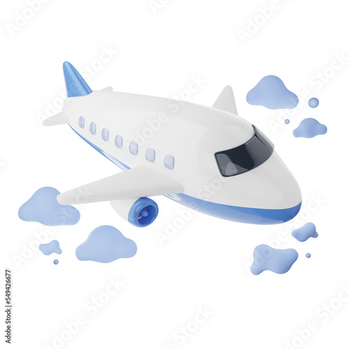 3d illustration of airplane flying over cloud isolated. 3d illustration PNG file