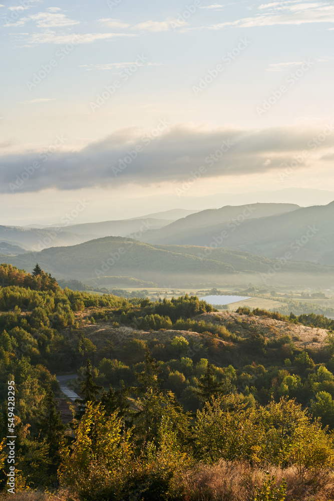 Sunrise mountain landscape with clouds in Slovakia