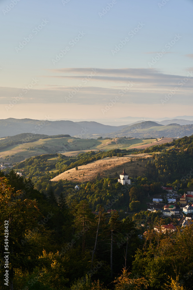 Mountain landscape of Banska Stiavnica in Slovakia