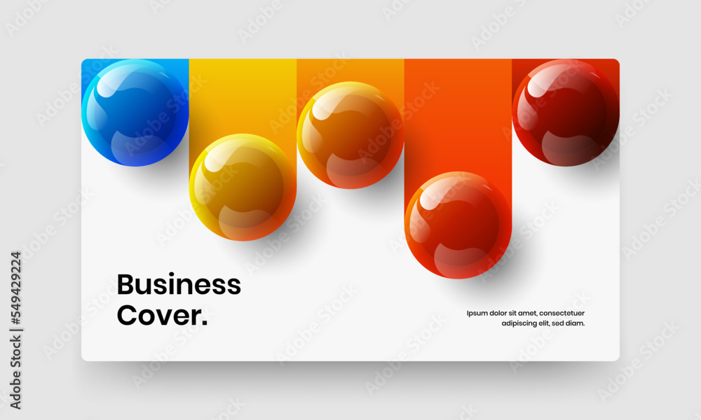 Modern realistic balls company identity illustration. Simple catalog cover design vector template.