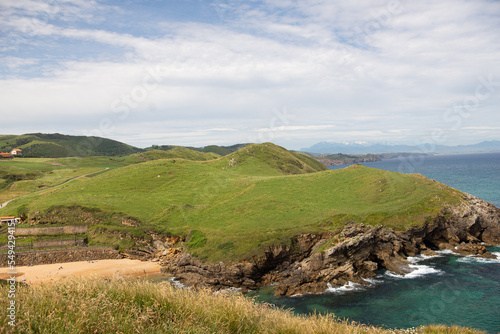 View of the Cantabrian coast in northern Spain, on a sunny day