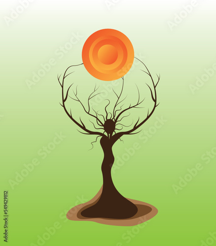 Mother earth, environment, natural, tree, plant, female symbol made of tree branches, respect for nature, woman, climate change.
