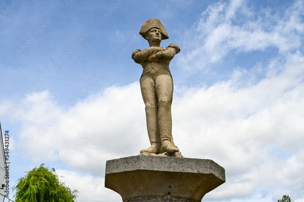 Statue of Napoleon Bonaparte on site of Waterloo battlefield in Belgium. Monument 