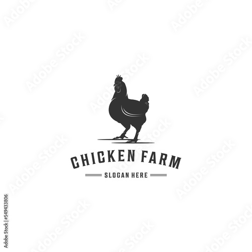 chicken farm logo template in white background
