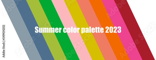 Summer color palette 2023 in RGB. Trend color guide collection stripes. Bright color set for fashion, home interior, design.