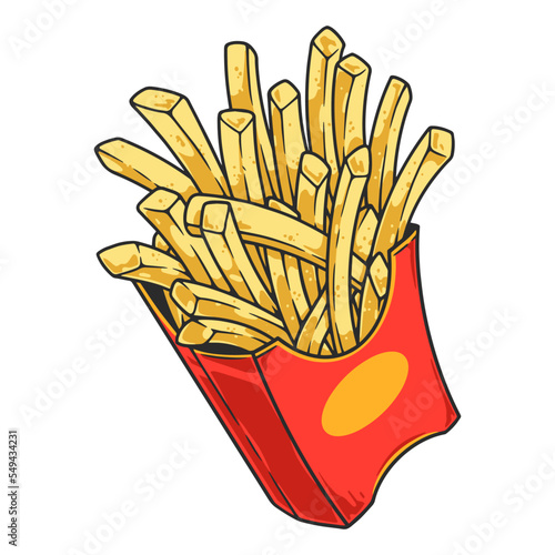 French fries vintage colorful logotype