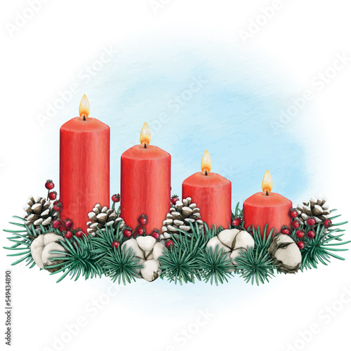 watercolor hand drawn advent candles decoration
