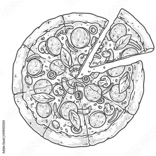 Whole pizza vintage monochrome logotype