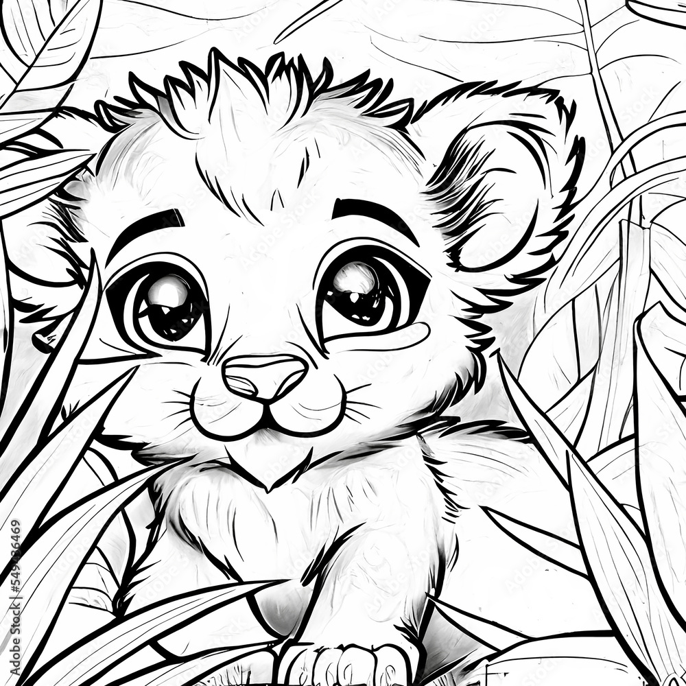 Obraz premium lion coloring page.coloring book for children
