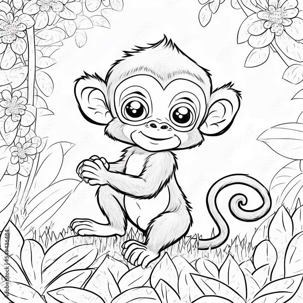 Fototapeta premium monkey coloring page.coloring book for children